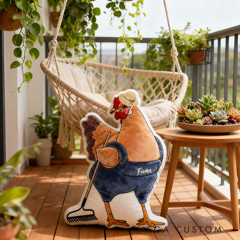 Personalized Garden Chicken Pillow with Custom Name Graphic 3D Print Garden Chicken Pillow for Gardening Lovers