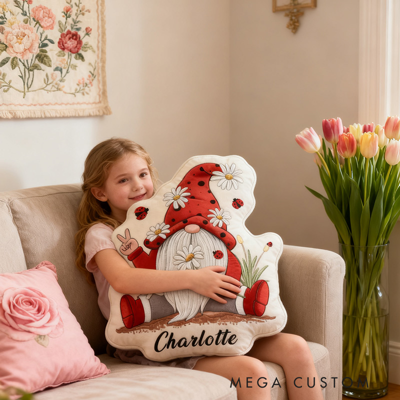 Personalized Garden Gnome Pillow with Custom Name Graphic 3D Print Daisy Garden Gnome Pillow for Gardening Lovers