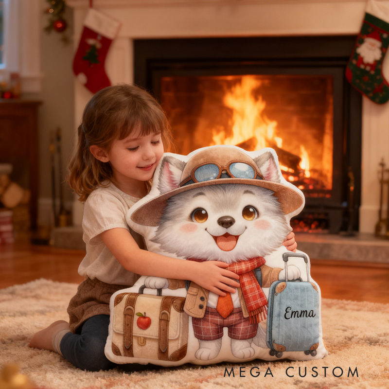 Personalized Puppy Travel Pillow Graphic 3D Print Cute Puppy Suitcase Pillow Travel Souvenirs for Travel Lovers