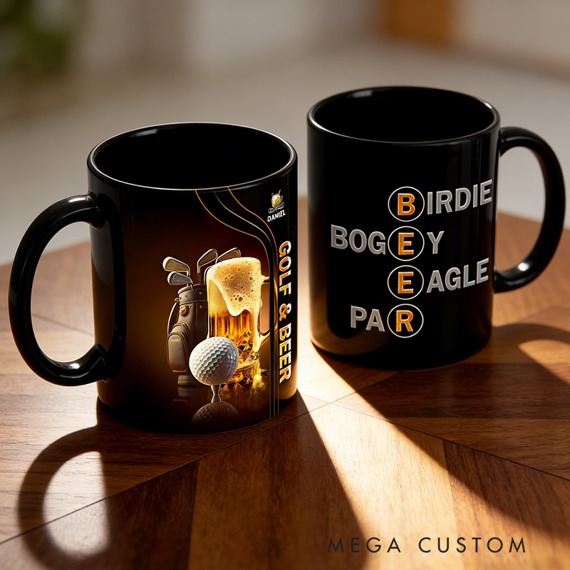 Personalized Golf and Beer Mug with Custom Name Perfect Gift for Golf Lovers