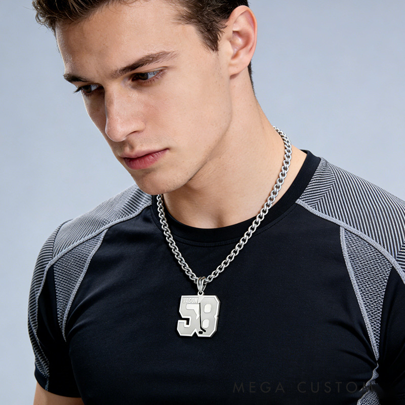 Personalized Ice Hockey Necklace with Engraved Name Number Match Day Birthday Gift for Ice Hockey Players Sport Lovers