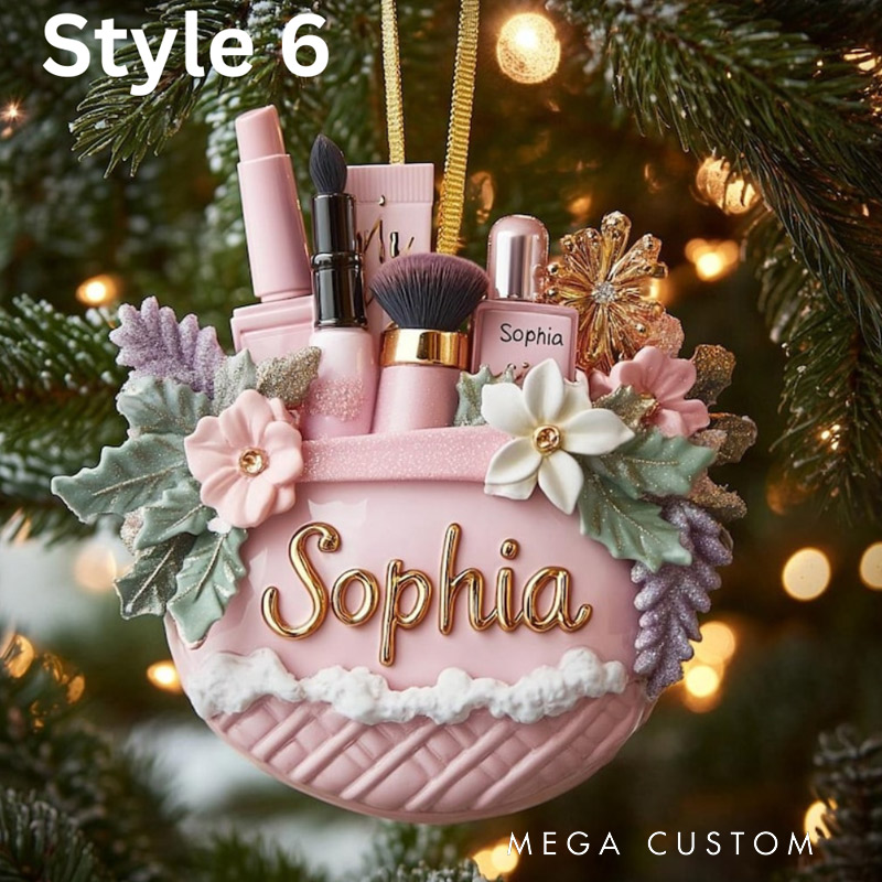 Personalized Makeup Christmas Ornament Beauty Brush Tree Decor With Name Gift For Makeup Lovers