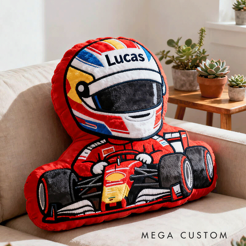Personalized Racing Pillow Custom Name Plush Perfect Home Decor Gift for Racers and Racing Lovers