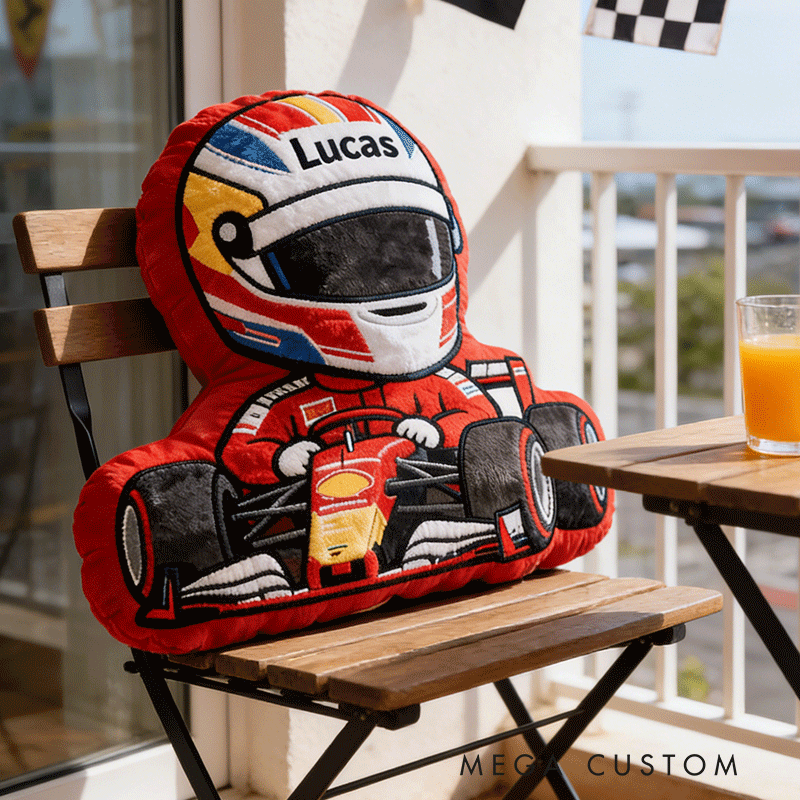 Personalized Racing Pillow Custom Name Plush Perfect Home Decor Gift for Racers and Racing Lovers