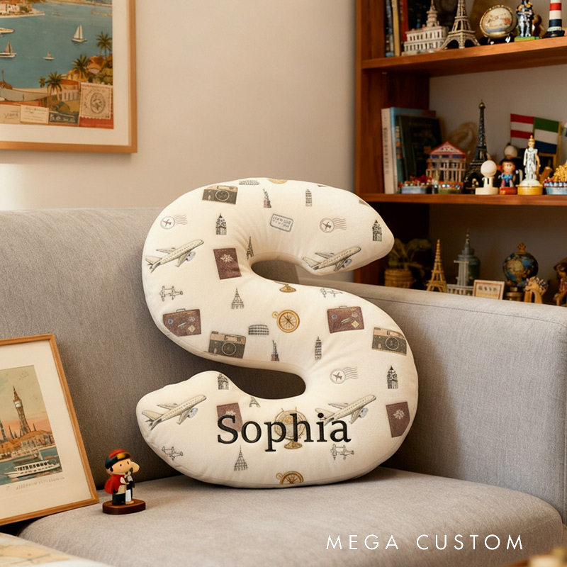 Personalized Travel Letter Pillow Graphic 3D Print Travel Items Pillow for Travel Lovers