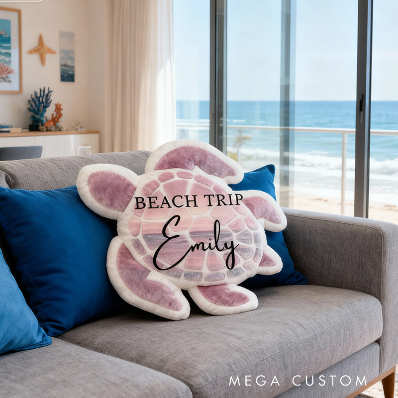 Personalized Sea Turtle Pillow Graphic 3D Print Beach Trip Pillow for Travel Lovers