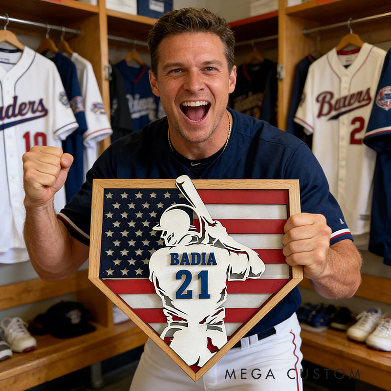 Personalized Baseball Name Sign 3D Baseball Plaque Gift for Baseball Lovers