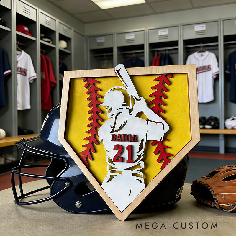Personalized Softball Name Sign 3D Softball Plaque Gift for Softball Lovers Softball Girls