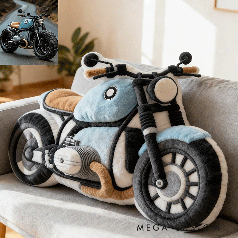 Personalized Motorcycle Plush Pillow Custom Name Home Decor Gift for Biker and Motorcycle Enthusiasts