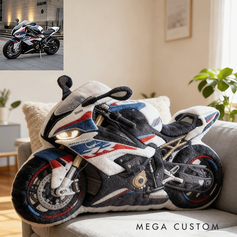 Personalized Motorcycle Plush Pillow Custom Name Home Decor Gift for Biker and Motorcycle Enthusiasts