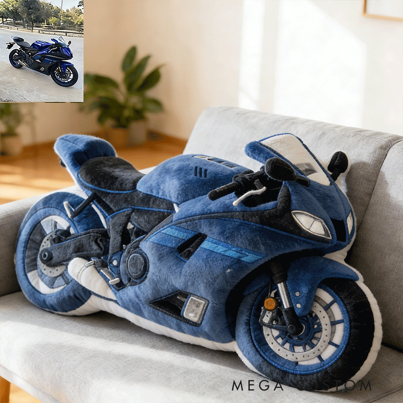 Personalized Motorcycle Plush Pillow Custom Name Home Decor Gift for Biker and Motorcycle Enthusiasts