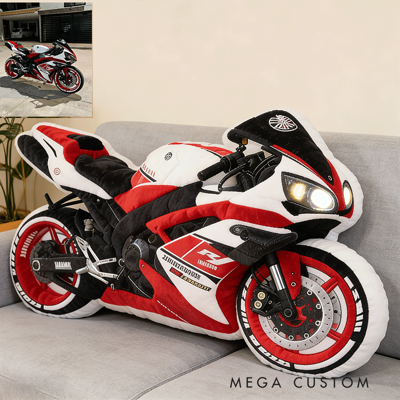 Personalized Motorcycle Plush Pillow Custom Name Home Decor Gift for Biker and Motorcycle Enthusiasts