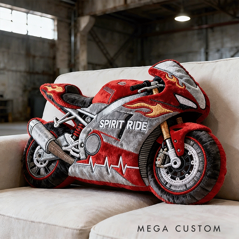 Personalized Motorcycle Plush Pillow Custom Name Home Decor Gift for Biker and Motorcycle Enthusiasts