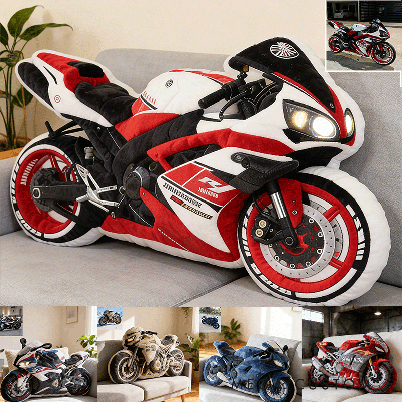Personalized Motorcycle Plush Pillow Custom Name Home Decor Gift for Biker and Motorcycle Enthusiasts