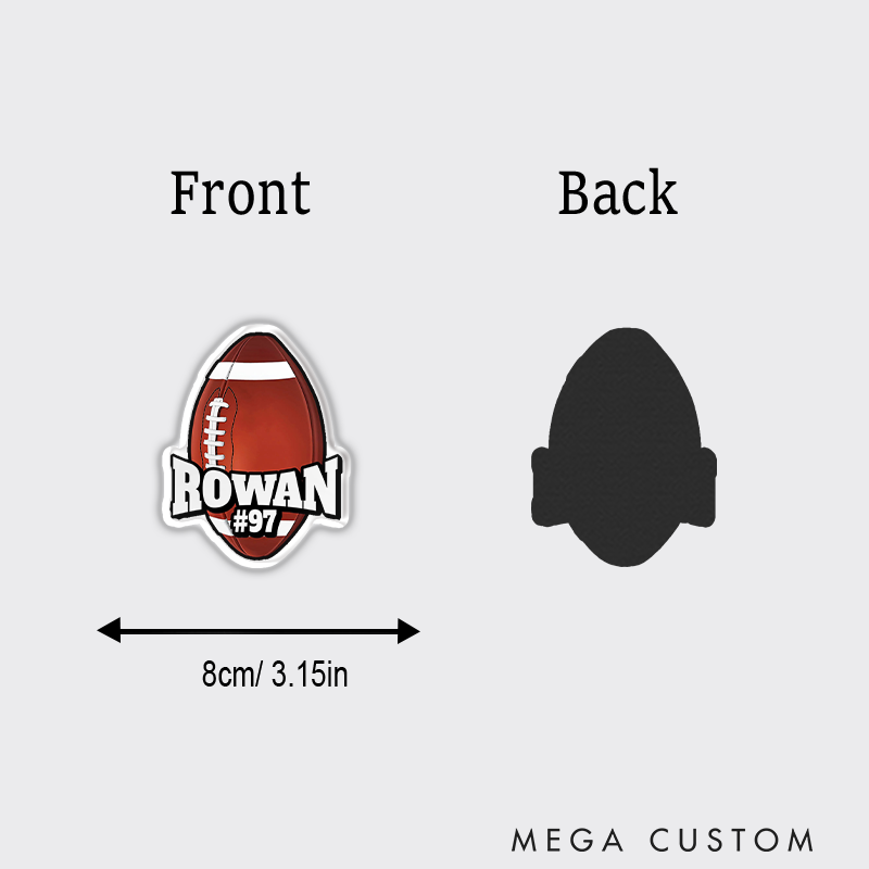 Personalized American Football and Rugby 3D Fridge Magnets with Custom Name and Number for Fans