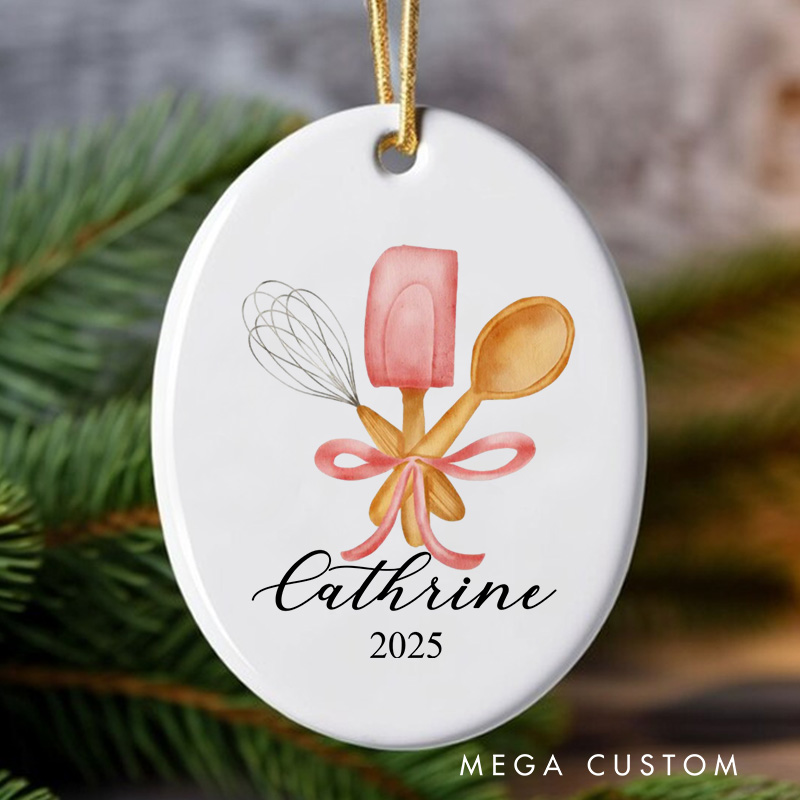 Personalized Baking Tool Christmas Ornament Cookie Baking Ornament with Name Xmas Tree Decor Baker 2025 Christmas Gift Baking Lover Gift