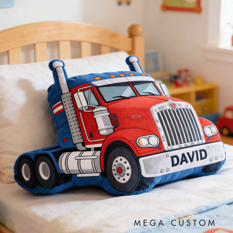 Personalized Truck Plush Pillow Custom Name Home Decor Gift for Racer and Racing Enthusiasts