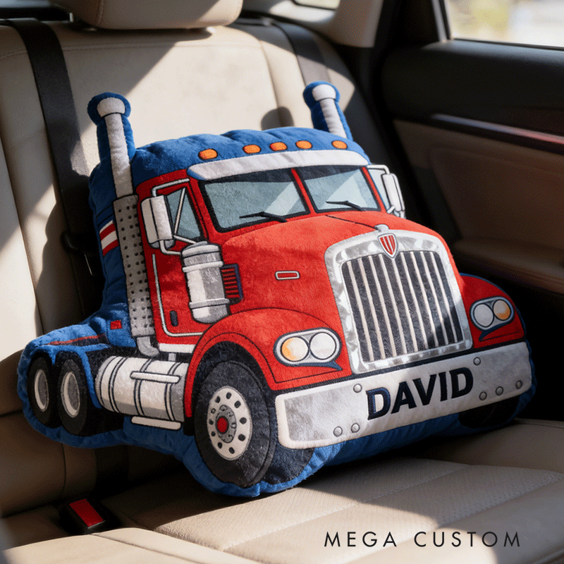 Personalized Truck Plush Pillow Custom Name Home Decor Gift for Racer and Racing Enthusiasts