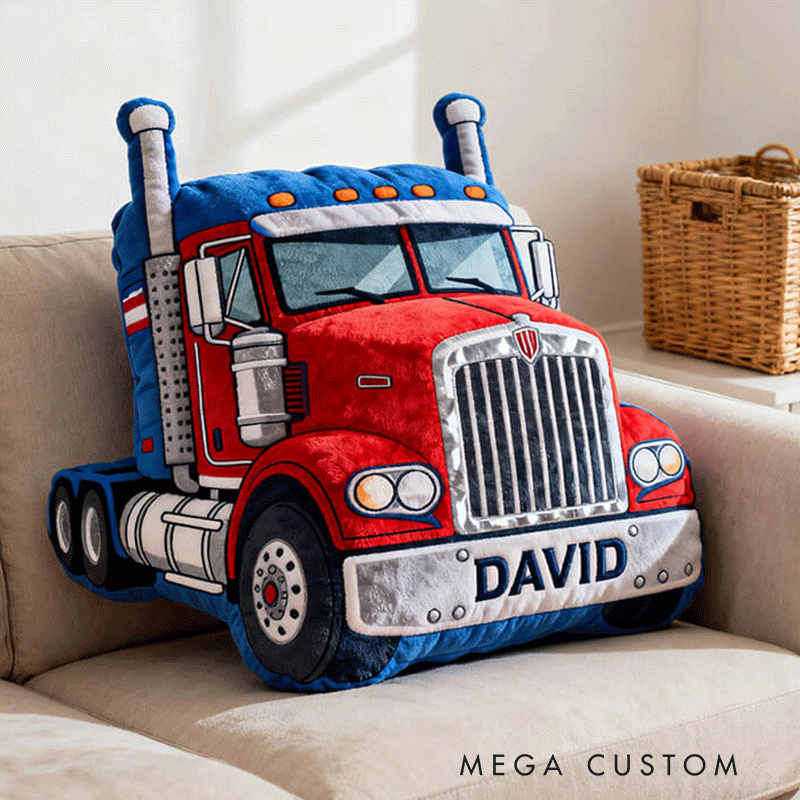 Personalized Truck Plush Pillow Custom Name Home Decor Gift for Racer and Racing Enthusiasts