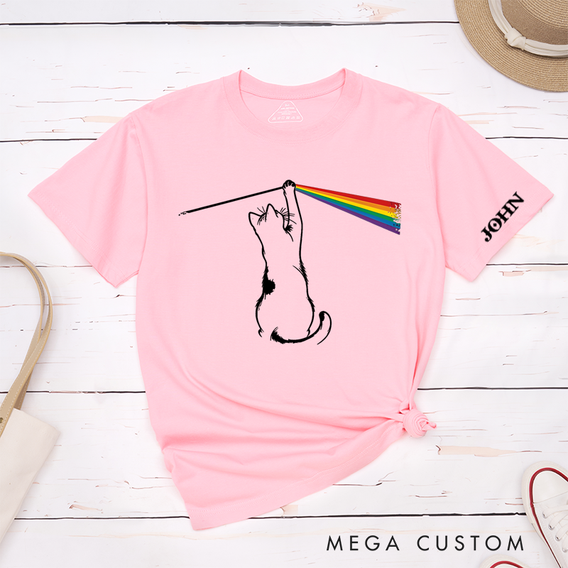 Personalized Classic T-Shirts Futuristic Prism Spectrum Tee Vibrant Rainbow Triangular Spectrum and Iconic Album Art Music Lover's Gift