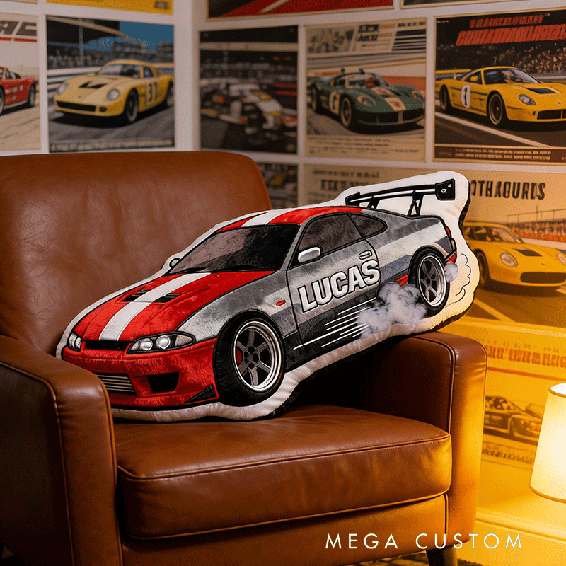 Personalized Racing Car Plush Pillow Custom Name Pillow Gift for Racer and Racing Enthusiasts