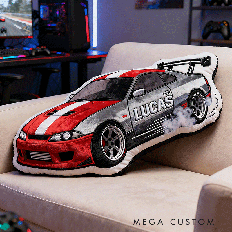 Personalized Racing Car Plush Pillow Custom Name Pillow Gift for Racer and Racing Enthusiasts