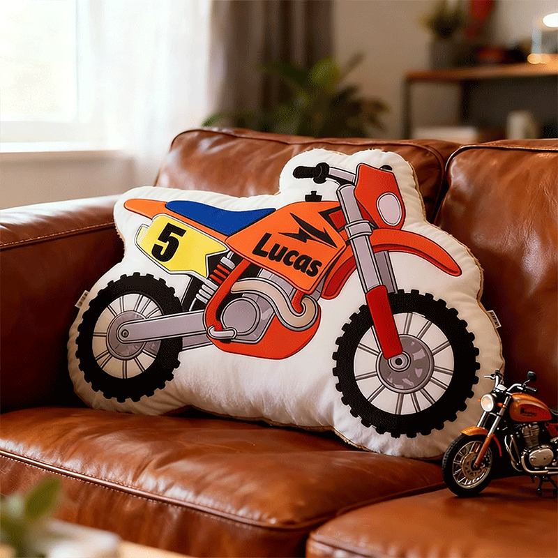 Personalized Motorcycle Fans Pillow with Custom Name 3D Graphic Print Unique Cushion Gifts