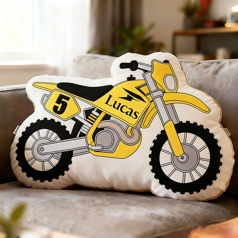 Personalized Motorcycle Fans Pillow with Custom Name 3D Graphic Print Unique Cushion Gifts