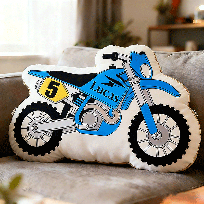 Personalized Motorcycle Fans Pillow with Custom Name 3D Graphic Print Unique Cushion Gifts