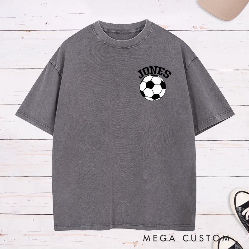 Personalized Classic Soccer Ball Washed T-Shirt with Custom Name