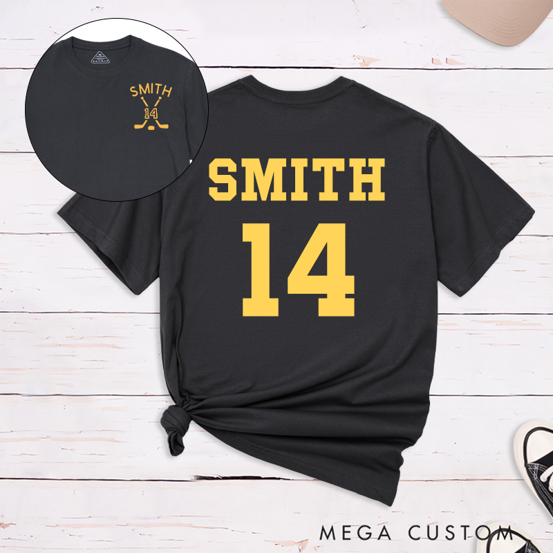 Personalized Ice Hockey T-Shirt With Custom Name and Number