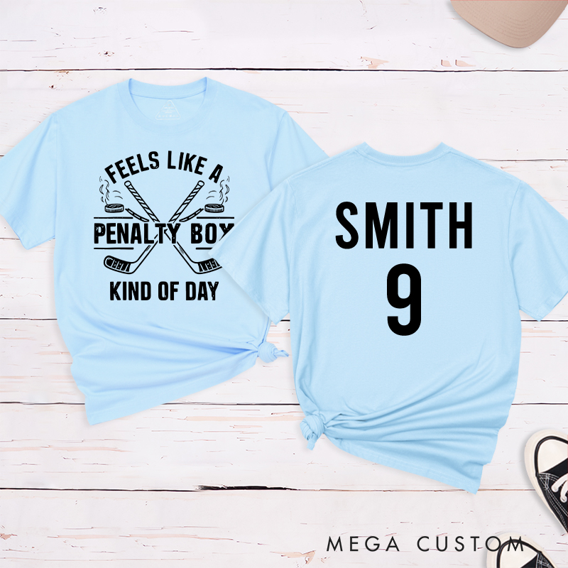 Personalized "Penalty Box Kind of Day" Hockey T-Shirt with Custom Name and Number