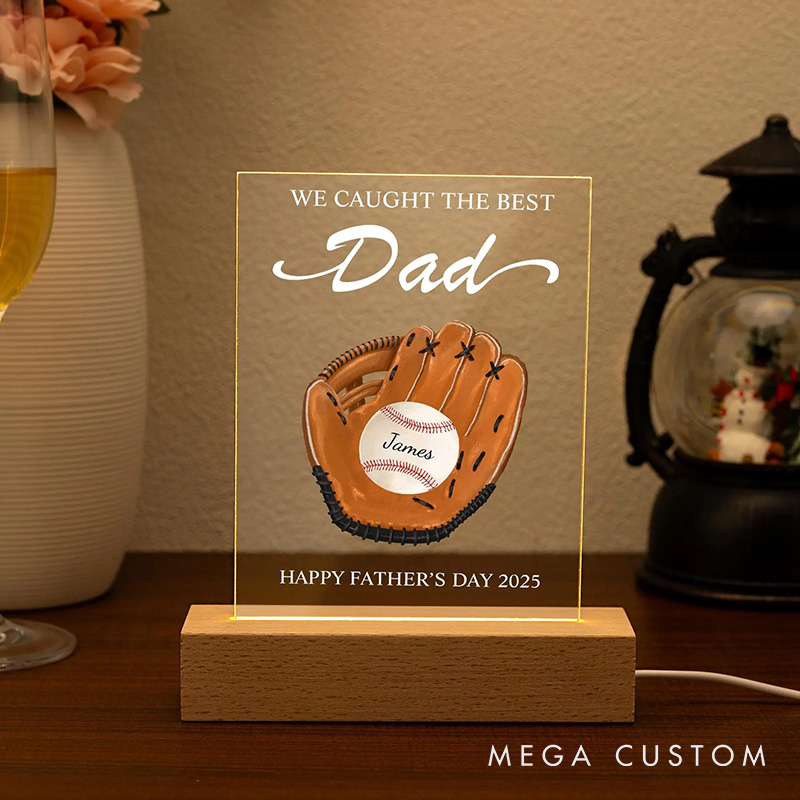 Personalized Baseball Dad and Heartfelt Message Design LED Night Light with Custom Name