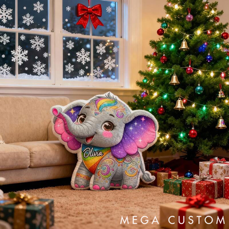 [Copy]Personalized Graphic 3D Print Pillows Pillow, Custom Elephant Pillow with Name for Family