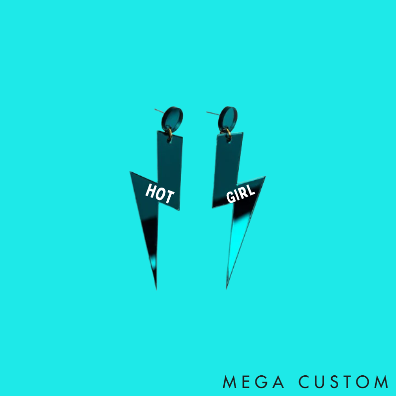 Personalized Multi-Color Lightning Bolt Earrings Edgy Statement Gift for Fashion Girls