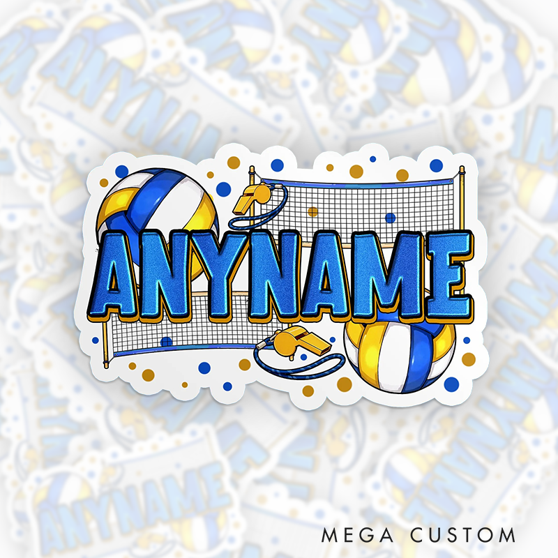Personalized Volleyball Design Sticker with Custom Player Name for Sports Sticker