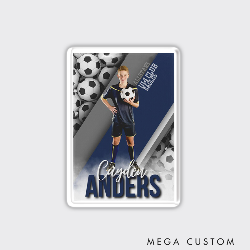 Personalized Soccer Photo Fridge Magnets with Custom Text for Senior Graduation Keepsake