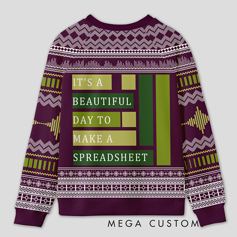 Personalized Spreadsheet Geek Humor Ugly Sweater Office Holiday Party Gift for Accounting Professionals