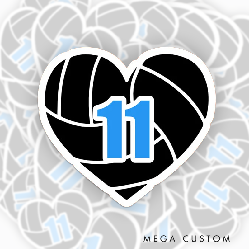 Personalized Volleyball Design Number Sticker with Custom Player Number for Sport Gift