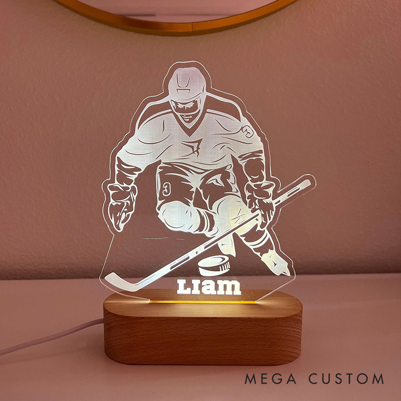 [Copy]Personalized Ice Hockey Player LED Night Light with Custom Name Design