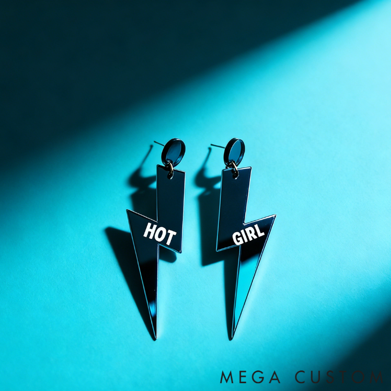 Personalized Multi-Color Lightning Bolt Earrings Edgy Statement Gift for Fashion Girls
