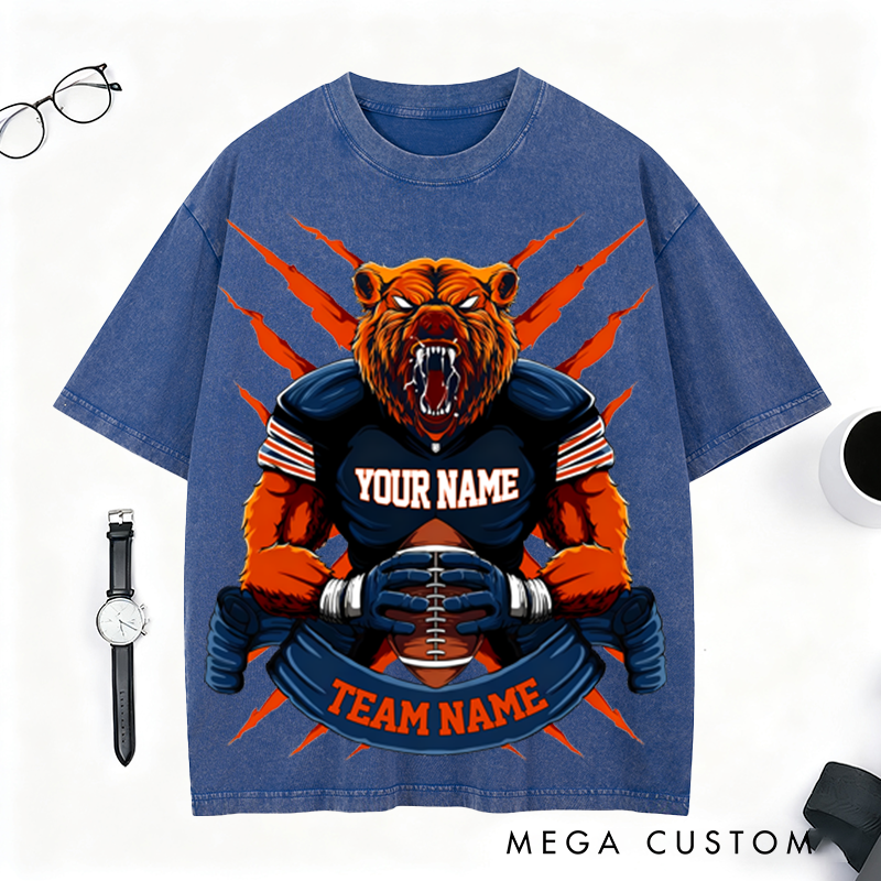 Personalized Fierce Bear Football T-Shirt Unleash Your Team Spirit in Style