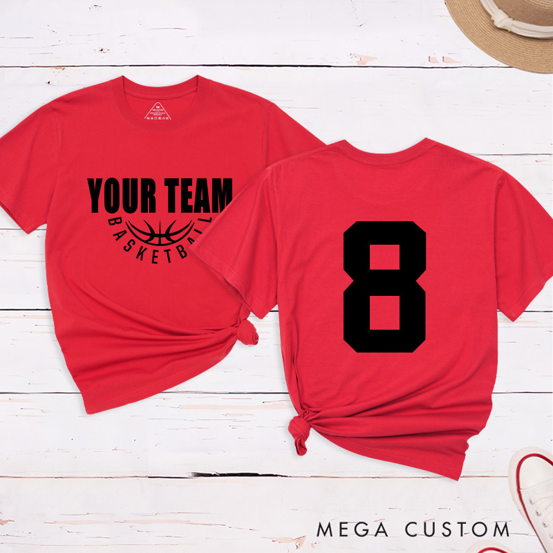 Personalized Basketball Jersey Style T Shirt with Custom Team Name on Front and Player Number on Back