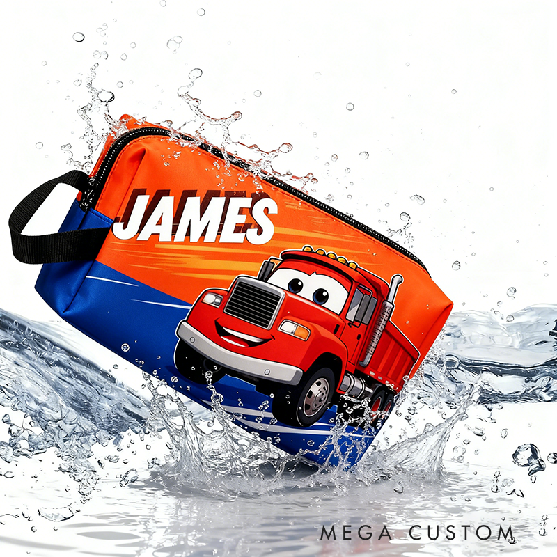 Personalized License Plate Print Toiletry Bag Customizable Name or License Plate Number Gift for Kids Collectors