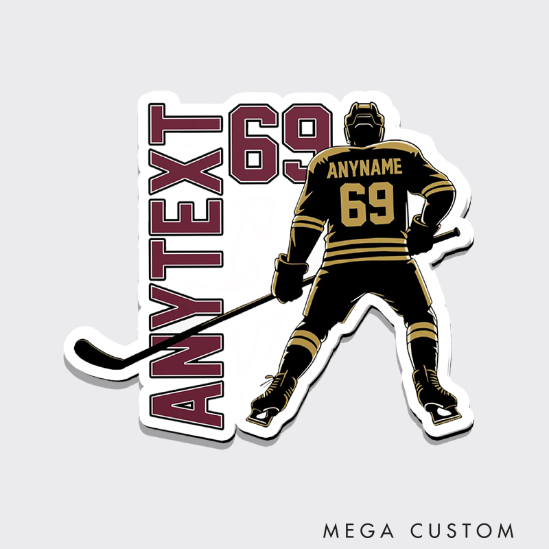 Personalized Ice Hockey Fridge Magnet Featuring Your Name and Number