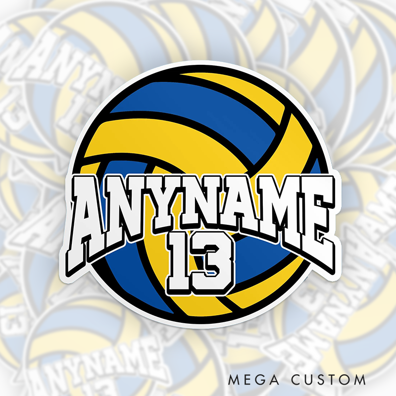 Personalized Volleyball Design Sticker with Custom Player Team Name and Number