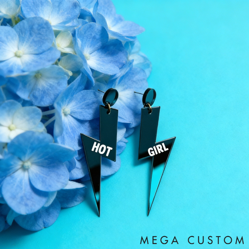 Personalized Multi-Color Lightning Bolt Earrings Edgy Statement Gift for Fashion Girls