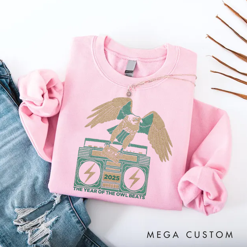 Personalized Classic Sweatshirts Eagle Falcon Boombox Music Old School Cassette Tape Vinyl Bird Owl Mixtape Dj Retro Sweatshirt