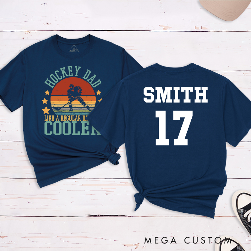 Personalized "Hockey Dad" Retro T-Shirt with Custom Name and Number