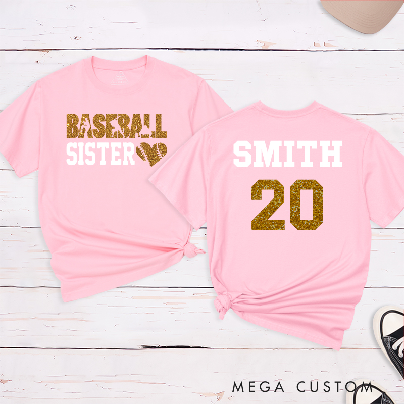Personalized Baseball T-Shirt with Heart Graphic and Custom Name and Number